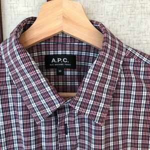 A.P.C. Men's Plaid Shirt in Red, Blue, and White